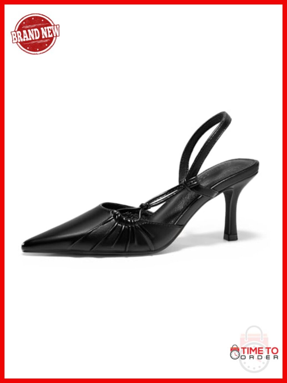 Coutgo Womens Slingback Kitten Heels Closed Pointed Toe Pumps D'Orsay Wedding